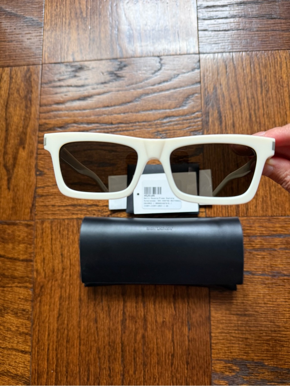 Saint Laurent Ivory Rectangular Sunglasses